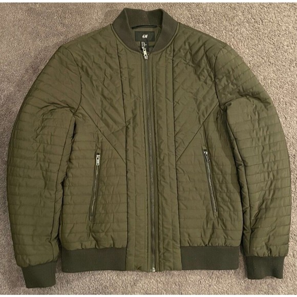 H&M Jackets & Coats Mens Hm Military Green Full Zip Bomber Jacket